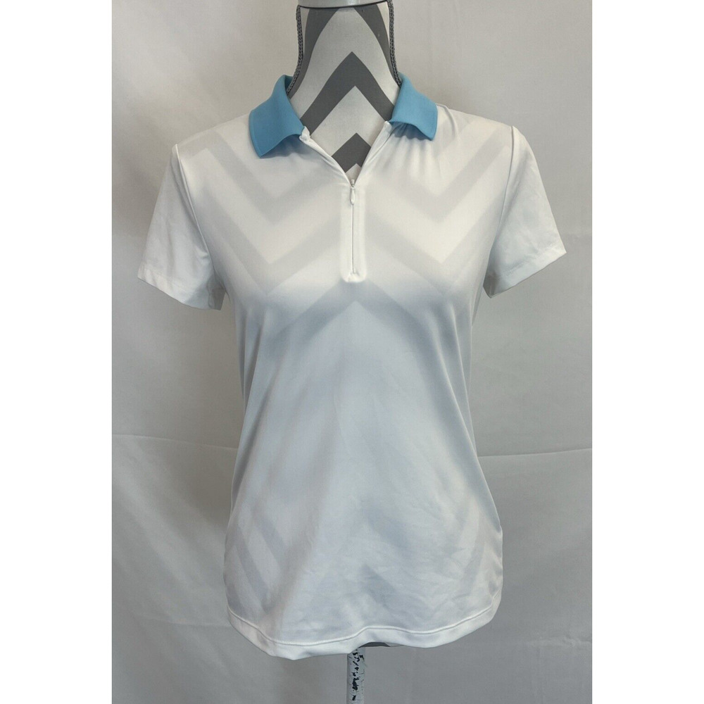 Tommy Bahama Womens Active Golf Light Blue Collar Short Sleeve Shirt Size Small